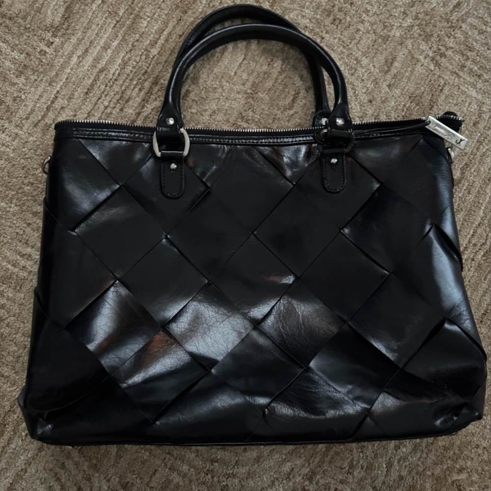 Chic Black Woven Tote Bag